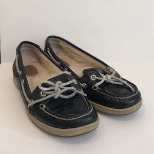 Sperry Top-Sider Boat Shoes, Navy Blue, Sheep Fur